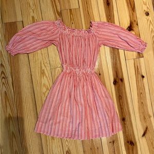 Coral and White Striped Off Shoulder Dress, Rebecca Taylor